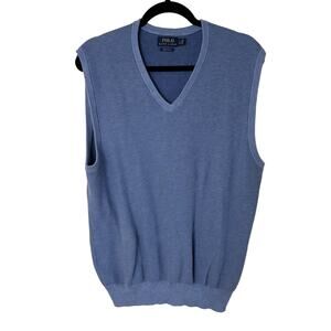 Polo Ralph Lauren Sweater Vest Large Blue Pima Cotton V Neck